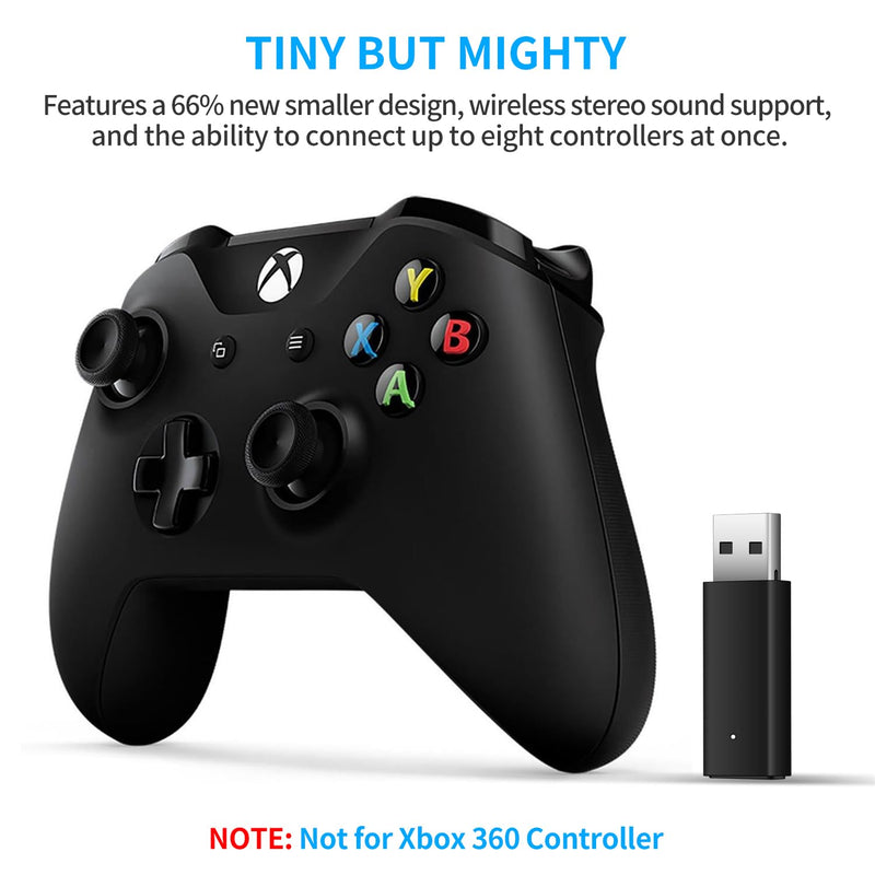 Wireless Adapter Dongle Accessories with Official IC Chip for PC Windows 10 11 Compatible with Xbox One Controller Black