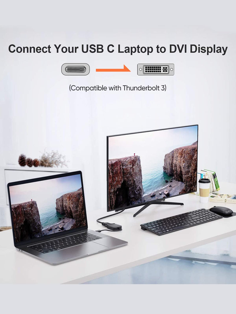 USB C to DVI Adapter 1080P@60Hz, CableCreation USB-C to DVI-D Cable Adapter Compatible with MacBook Pro/Air 2020 2019, iPad Pro 2020/2018, Surface Book 2, XPS 15 13, Galaxy S20 S10