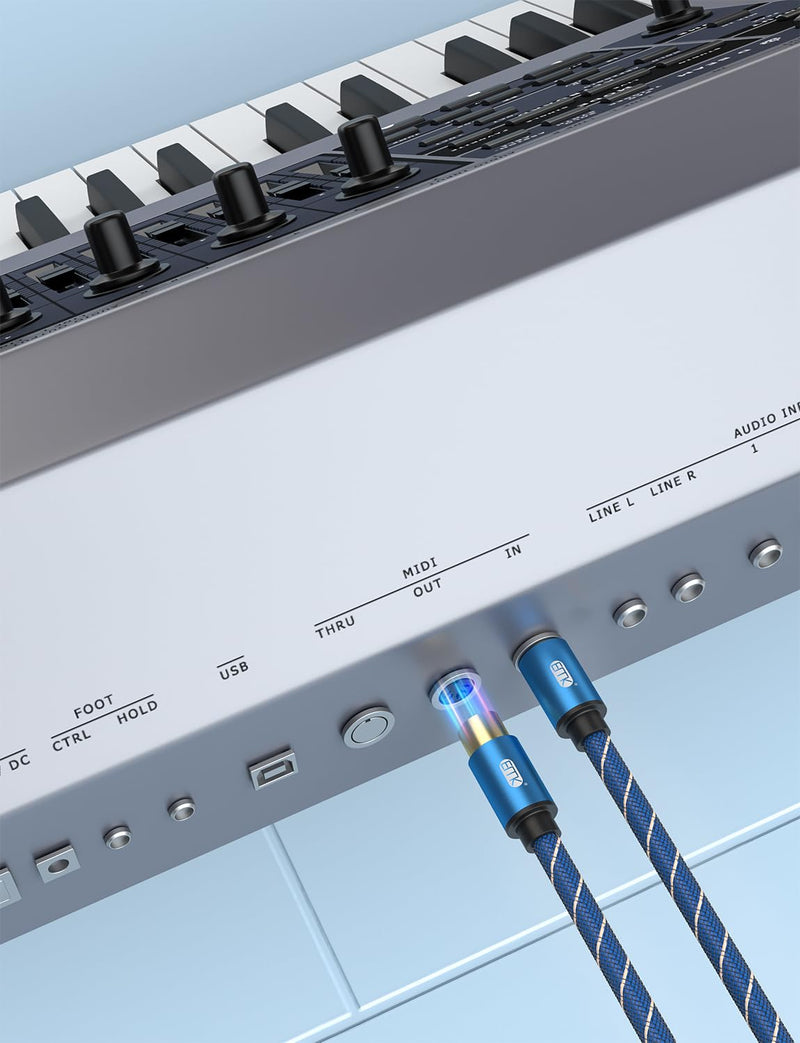 [AUSTRALIA] - EMK 5-Pin DIN MIDI Cable Male to Male Midi Cables Compatible with MIDI Keyboard/Synthesizer/Guitar Multi Effects/Audio Interface/Audio Mixer/Audio Amplifier/External Sound Card (6.6Feet/2m) 6.6Feet/2m 