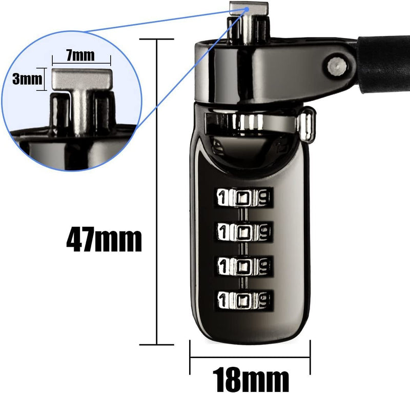 I3C Laptop Cable Lock, 4 Digital Combination Lock, Security Computer Cable Lock, Anti Theft Combination Lock for iPad Tablet Laptop MacBook Dell HP Lenovo Samsung Android and Other Device (2set) Universal Combination Lock-value set (2pcs) password+black