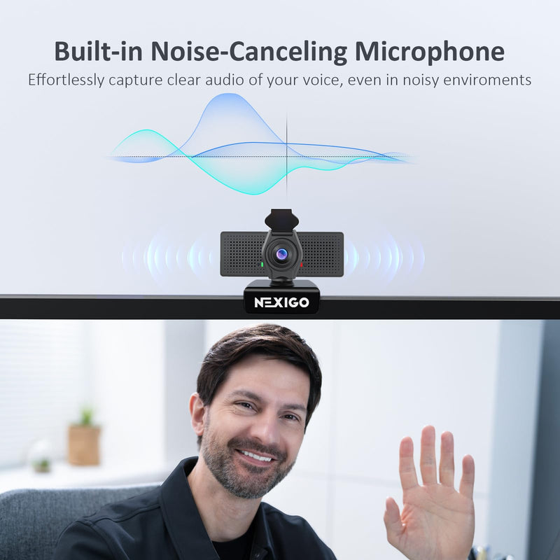 NexiGo N60 Pro (Gen 2) 1080P Webcam with Distortion-Free Lens, USB A to Type-C Data Cable, Noise Reduction Mic & Privacy Cover, for Zoom/Skype/Teams/Webex, Laptop MAC PC Desktop USB-C Webcam