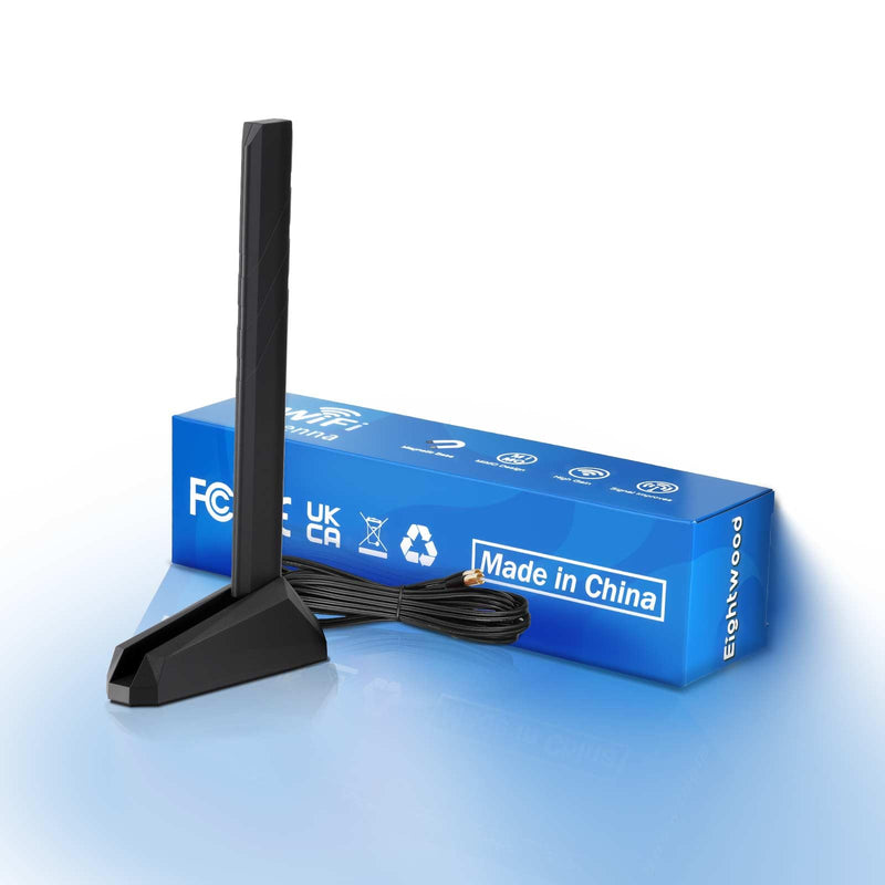 Eightwood WiFi 7 Gaming PC Motherboard Antenna, Tri-Band, Push-On Connector | Magnetic Base Antenna for ASUS ROG Strix, TUF Gaming, ROG Crosshair, ProArt, Prime Series WiFi 7 Motherboards