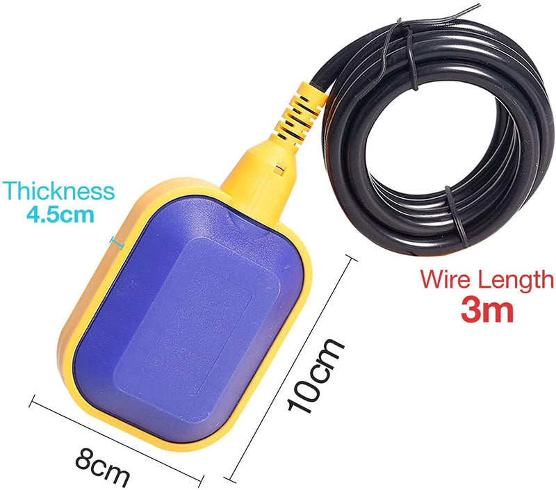 PIQIUQIU 3 Metre Cable Water Level Controller, Liquid Level Sensor Float Switch, 220 V Level Switch, Water Level Regulator Pump