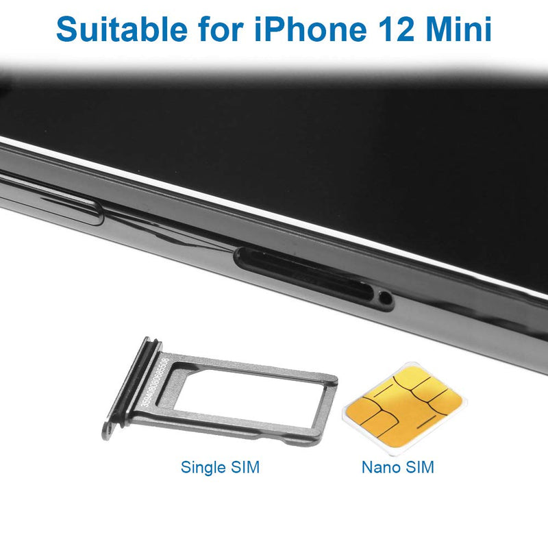 MMOBIEL SIM Card Tray Compatible with iPhone 12 Mini – SIM Card Slot Tray Holder – SIM Card Holder Replacement – Incl. SIM Card Removal Tool and Waterproof Rubber Seal Ring - Black