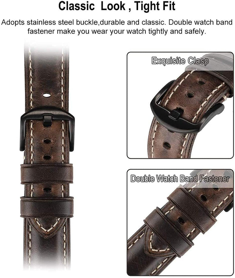 HUAFIY Compatible for apple Watch Band 42mm 44mm45mm49mm men,Top Grain Leather Band Replacement Strap iWatch Series 11/10/9/8/7/6/5/4 3 2 1,Sport, Edition. Ultra 3 2 1