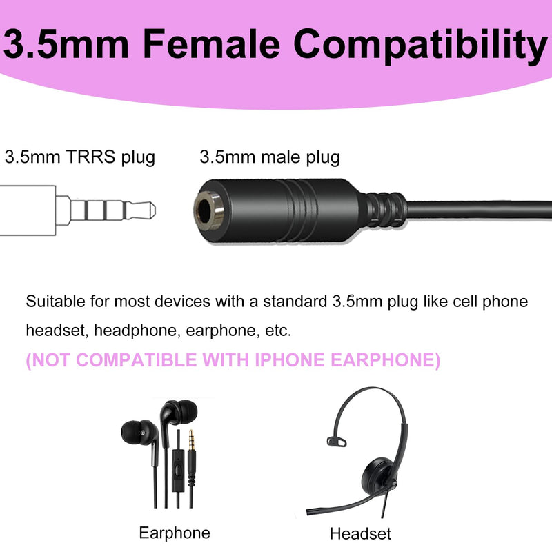 2.5mm Male to 3.5mm Female Adapter, 3.9inch Headphone Audio Cable 90 Degree Right Angle Connector Cord for Headset Earphone to Telephone and Cordless Phones with 2.5mm Headset Jack