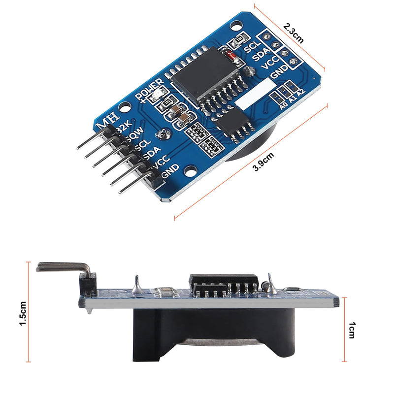 RTC IIC Precision Clock Module, QIQIAZI Real-time Module Clock RTC Sensor with Battery Compatible with Arduino (Pack of 5) 5 PCS