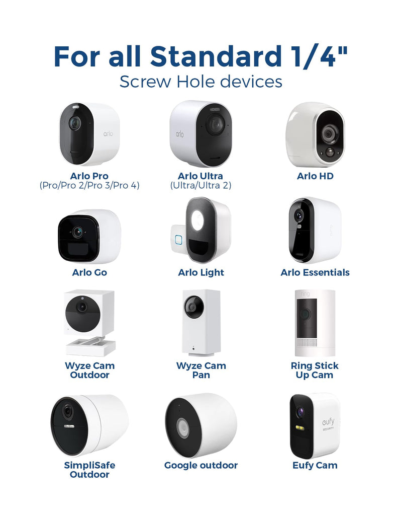 Arlo Camera Mount Compatible with Arlo Essential 1st/2nd/3rd Gen/Go 2/Arlo Pro/3/4/Pro 5S 2K/Pro (6th Gen)/Ultra/Ultra 2/Ultra (3rd Gen) & Ring Stick Up Cam (Battery/Plug-in), (2 Pack Black) 2 Pack