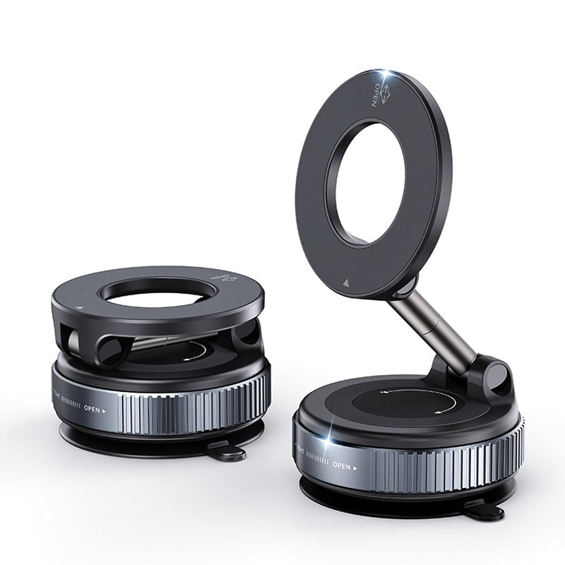 DreamBee Vacuum Magnetic Car Phone Holder-360°Rotatable Car Suction Cup Phone Mount for All Smartphones on Smooth Surfaces(80+LBS Strongest Suction&2400gf Strongest Magnetic)