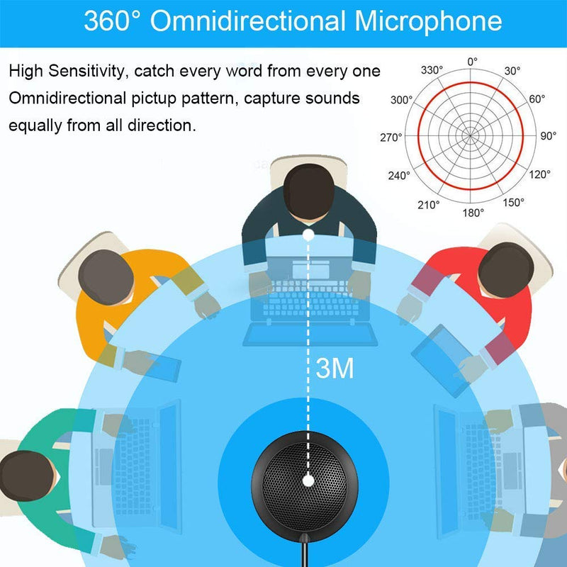 Conference USB Microphone, Computer Desktop Mic with LED Indicator, TKGOU Plug & Play Omnidirectional Condenser PC Laptop Mics for Online Meeting/Class,Skype,Recording,Chatting,Zoom,(Windows/Mac OS X) DM2