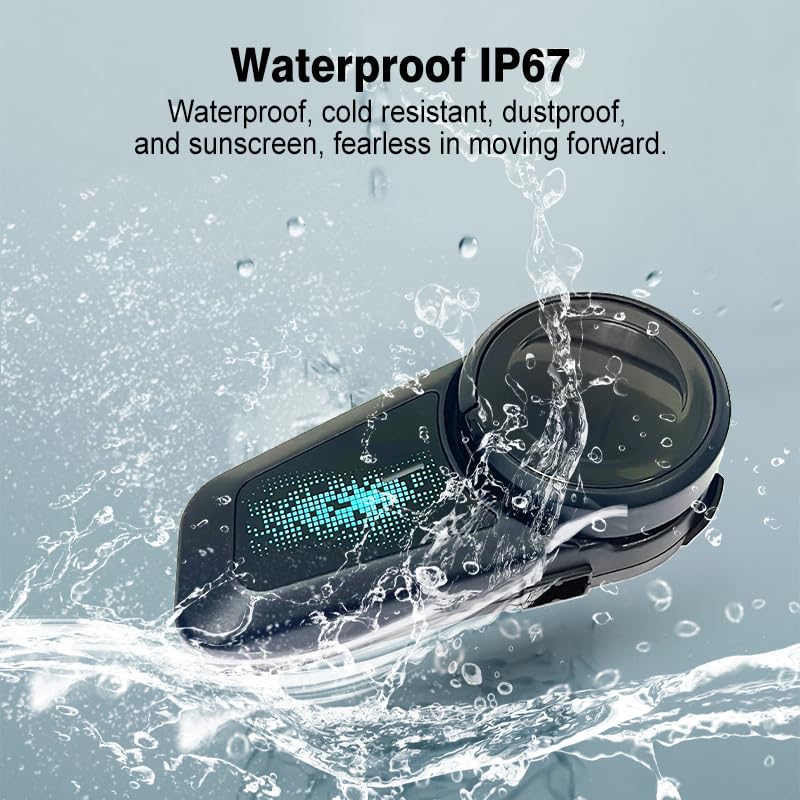 MAXTO M2S Motorcycle Bluetooth Headset,6-Way Intercom,Music Sharing,1 Pack | IP67 Waterproof,FM Radio,Universal 3rd Party Pairing,Hands-Free Call & Music M2S-1Pack
