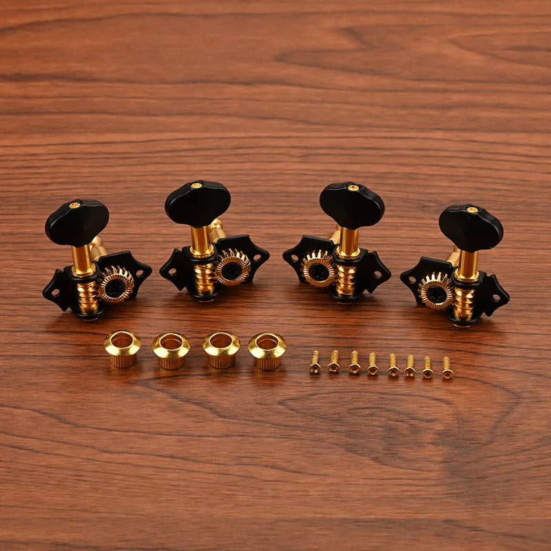 2R2L Black-Plated Tuning Peg Machine Head Tuners For 4 String Ukulele Guitar Bass-Gear Ratio 1:19 (GC501B) GC501B