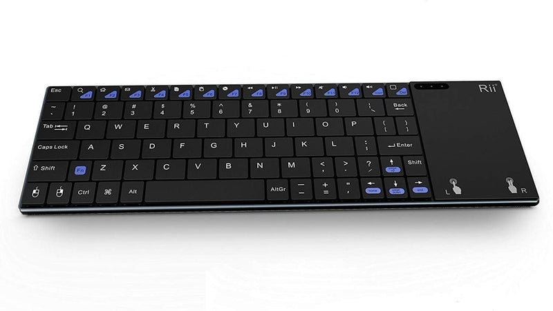 (Newest Version) Rii K12+ Mini Wireless Keyboard with Touchpad Mouse, Stainless Steel Portable Wireless Keyboard with USB Receiver for MacBook/iPad/Tablet/PC/Laptop/Smart TV/Raspberry Pi - Black