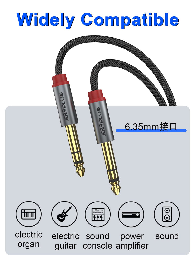 Instrument Cable,【6.6ft/ 2m-2pack】 6.35mm Male to Male 1/4 inch to 1/4 inch Audio Cable, Fish Wire Braided TRS Cable, for Guitar Cable, Bass, Keyboard, Mixer, Amplifier, Equalizer, Speaker. 6.6Ft/2M-2Pack