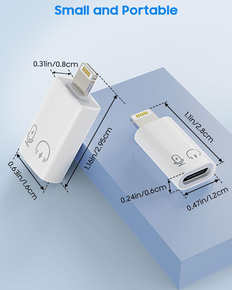 [AUSTRALIA] - MoKo USB C Female to Lightning Male Adapter, Lightning Male to USB-A Female OTG Adapter Connector for iPhone 14/13/12/11 Pro Max/iPad/iPod/AirPods, Support 10W Fast Charging/Data Transfer/Audio White 