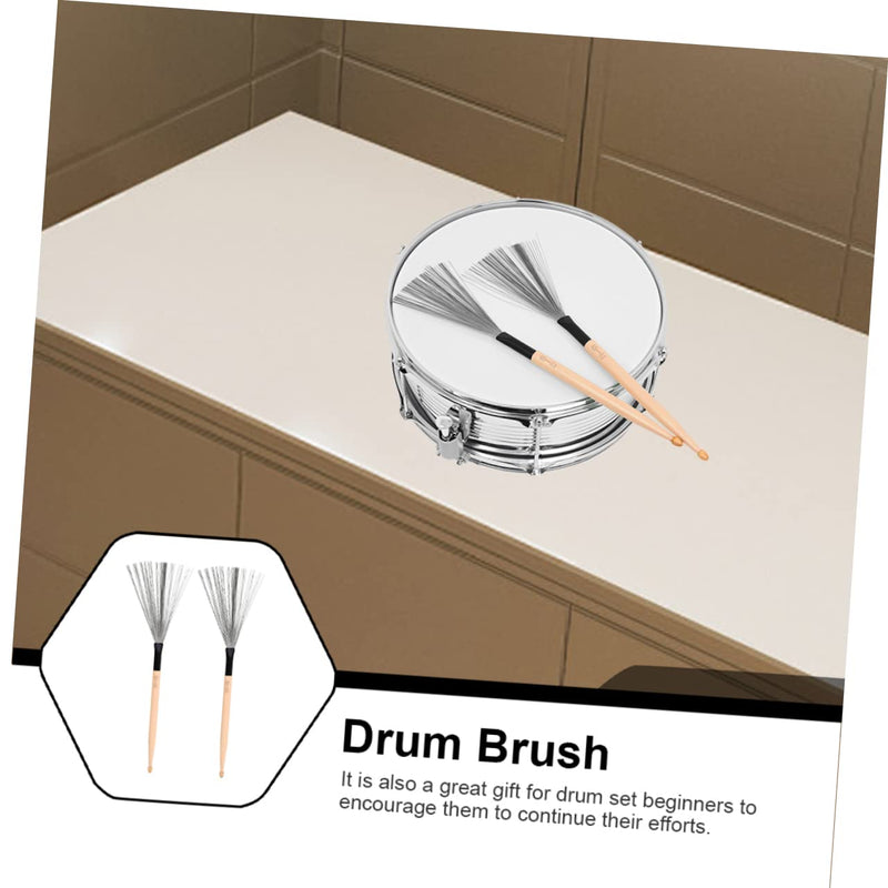 1 Pair Double head drum brush Practical Drum Brush wooden handle drum Drum Stick Brush drum shield snare wire musical instrument drum clean major maple Metal 35.5x1.5cm As Shown