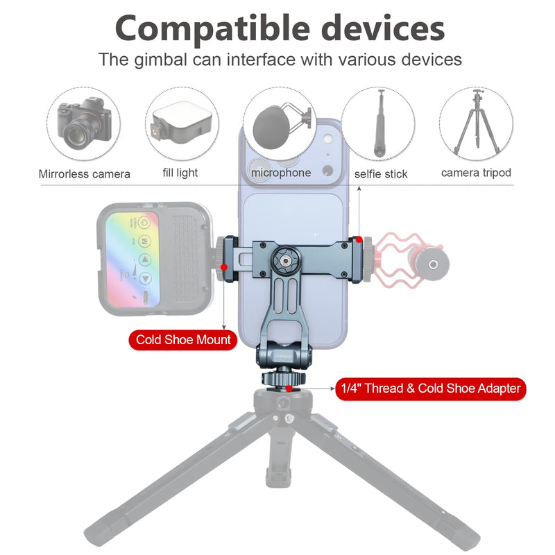 [AUSTRALIA] - Metal Camera Hot Shoe Phone Holder，Features a Cold Shoe Mount and Supports 360° Rotation，Phone Tripod Mount ，Compatible with iPhone 17/16/15/14, Samsung Galaxy，for Taking Videos and Photos 