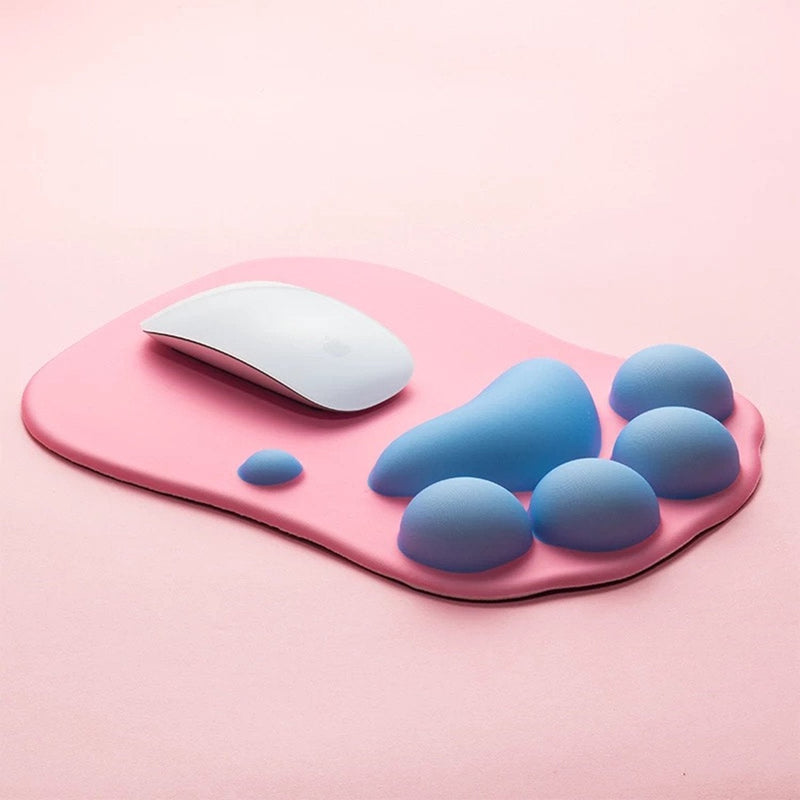 Soft Silicone Cat Paw Mouse Pad with Wrist Rest Support Funny Cartoon Wrist Cushion Comfort Protected Computer Mouse Mat Desk Decor for Easy Typing & Pain Relief (10.7x7.9x0.9'') (Pink) Pink