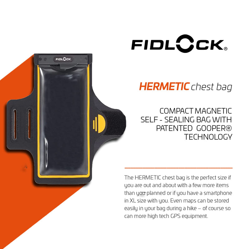 FIDLOCK Hermetic Armband Phone Dry Bag - Waterproof Pouch for Cellphone with Magnetic Self-Sealing Fidlock Closure, Full Touch Functionality through the Case with Optional Arm Width Extension Included