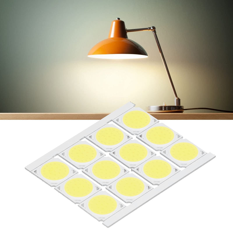 Haofy COB Integrated LED Light Chip, 12 Pieces COB Light Source High Performance Round LED Chip 12 W 36-41 V 1080 LM for DIY Interior Lighting (White) (White Light) White Light