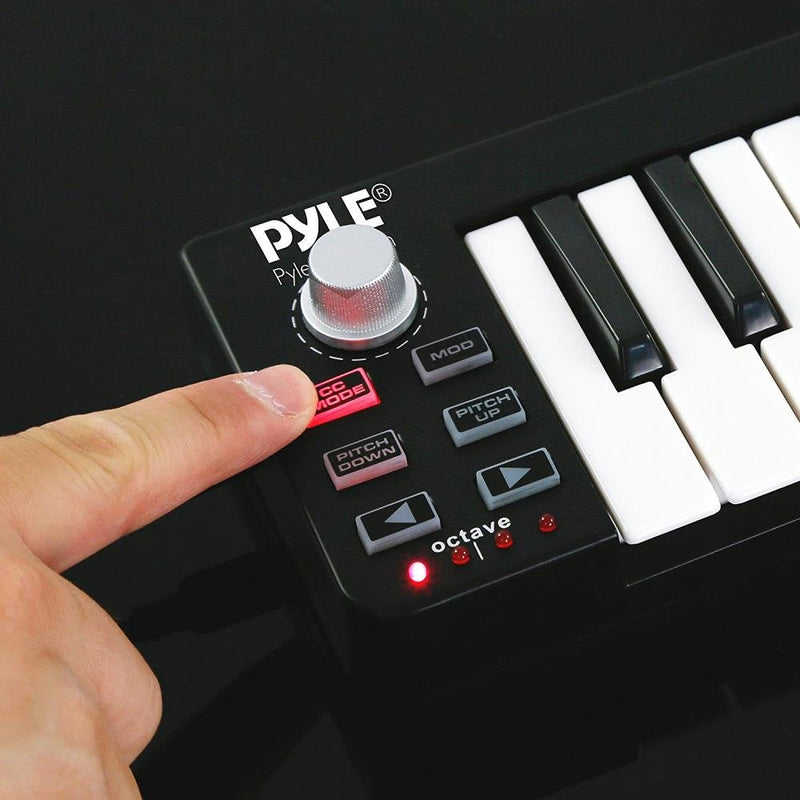 Pyle USB MIDI Keyboard Controller - Upgraded 25 Key Portable Audio Recording Workstation Equipment - Hardware Buttons Control any DAW Software for Computer Music Production - PMIDIKB10_0