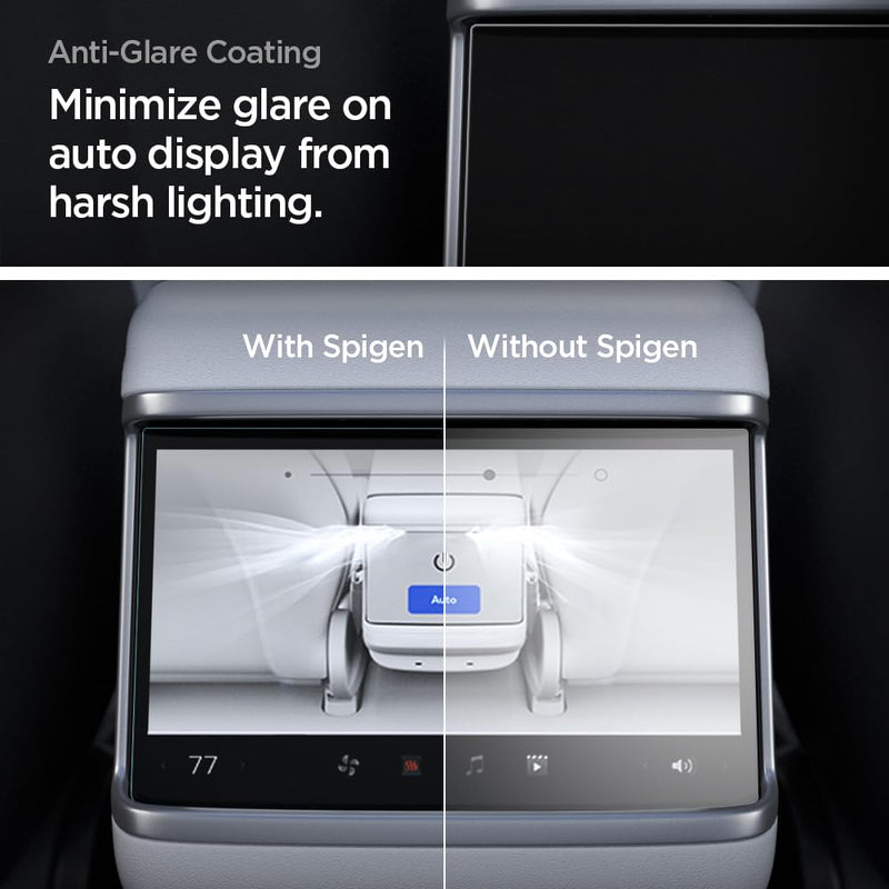 Spigen Tempered Glass Screen Protector [GlasTR Slim] designed for Tesla Model S (2023/2024), Tesla Model X (2023/2024) 9.4 inch Rear Touchscreen - Matte/Anti Finger Print