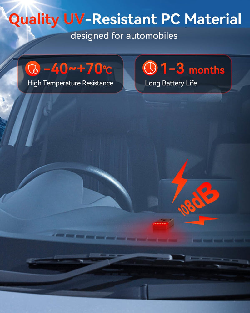 [AUSTRALIA] - Car Anti-Theft Vibration Alarm, ELECTOP 108dB Car Vibration Sound & Light Alarm, Wireless Remote Vibration Sensor Car Alarm Vehicle Security Alarm System Automotive Warning Interior Safety Red Light 