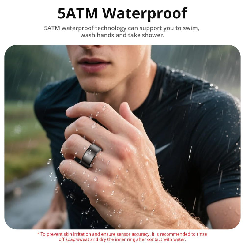 COLMI R02 Smart Ring, Smart Ring for Women and Men, No Subscription Fee, with a Charging Case, Supports Heart Rate, Blood Oxygen, Sleep Health Monitoring. (Black, 9#)