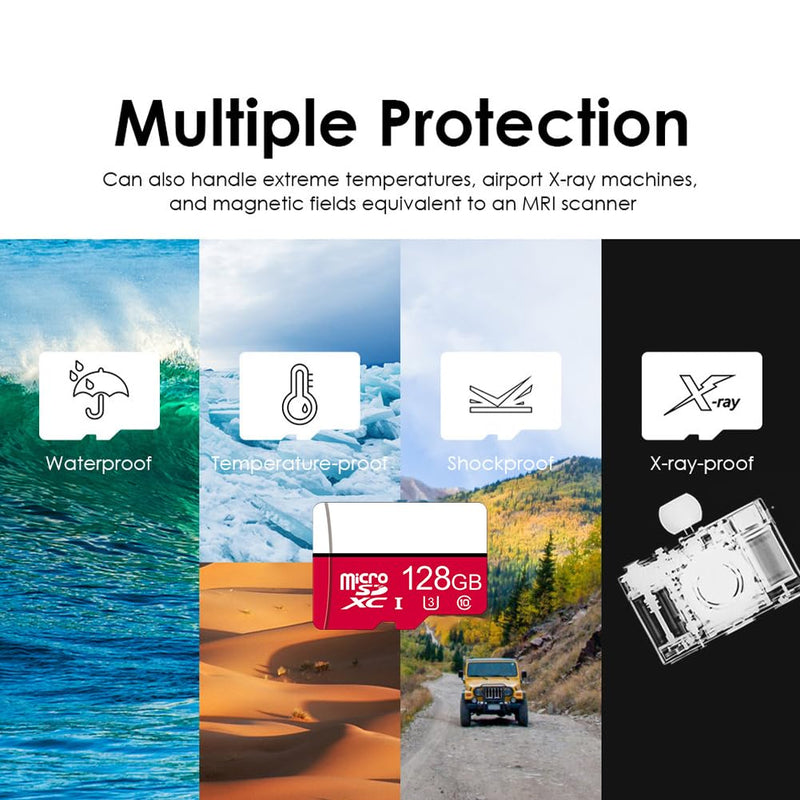 128GB Micro SD Card, U3 V30 A2 C10, 4K Video for Dash Cam Security Camera Smartphone Tablet, High Speed Memory Card