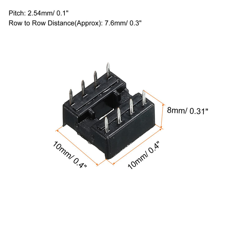 sourcing map DIP IC Chip Socket Adapter Flat Pin 8P 2.54 mm Pitch IC Socket for PCB Board Chip, Pack of 50