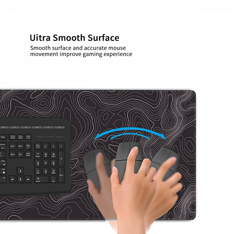 Topographic Mouse Pad, Large Gaming Mouse Pad, Topographic Desk Mat, Non-Slip Computer Keyboard Mouse Pad Map Lines Contour for Home Office Gaming Work, 35.4 X15.7 in 35.4 X 15.7 In Topographic Map