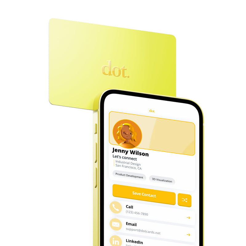 dot. Pack - Digital Business Card Starter Pack - Tap to Share - iPhone & Android (Yellow)