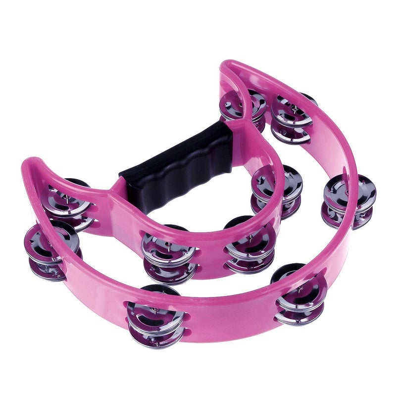 [AUSTRALIA] - Half Moon Musical Tambourine Double Row Metal Jingles Hand Held Percussion Drum Multicolor for KTV Party with Ergonomic Handle Grip (Purple) Purple 