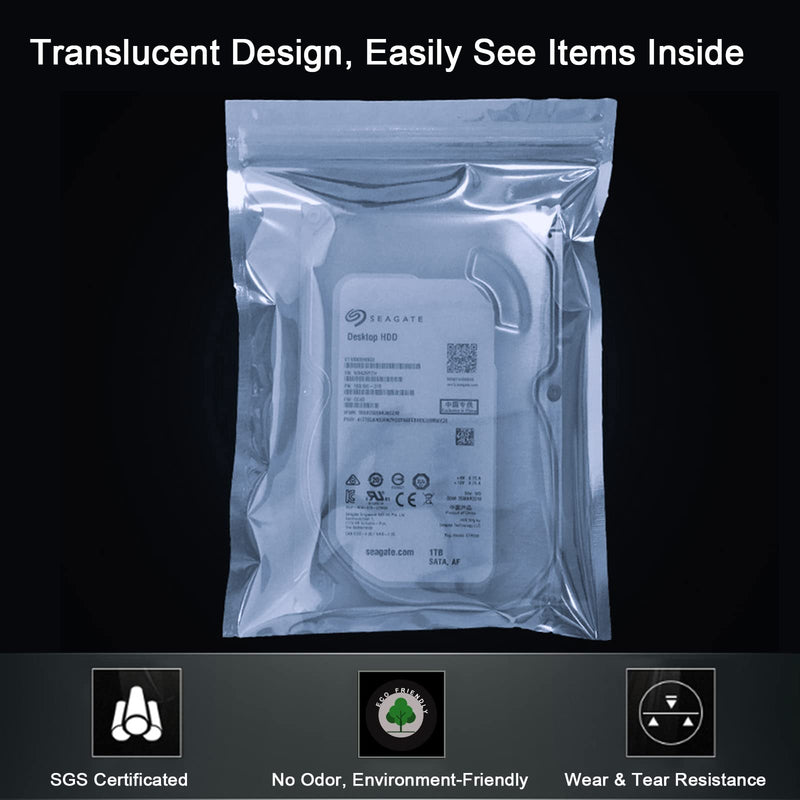 Extra Large Anti Static Bags 10Pcs15.75x17.72in Resealable Antistatic Shielding ESD Bags with 10Pcs Stickers 10pcs-15.75x17.72in