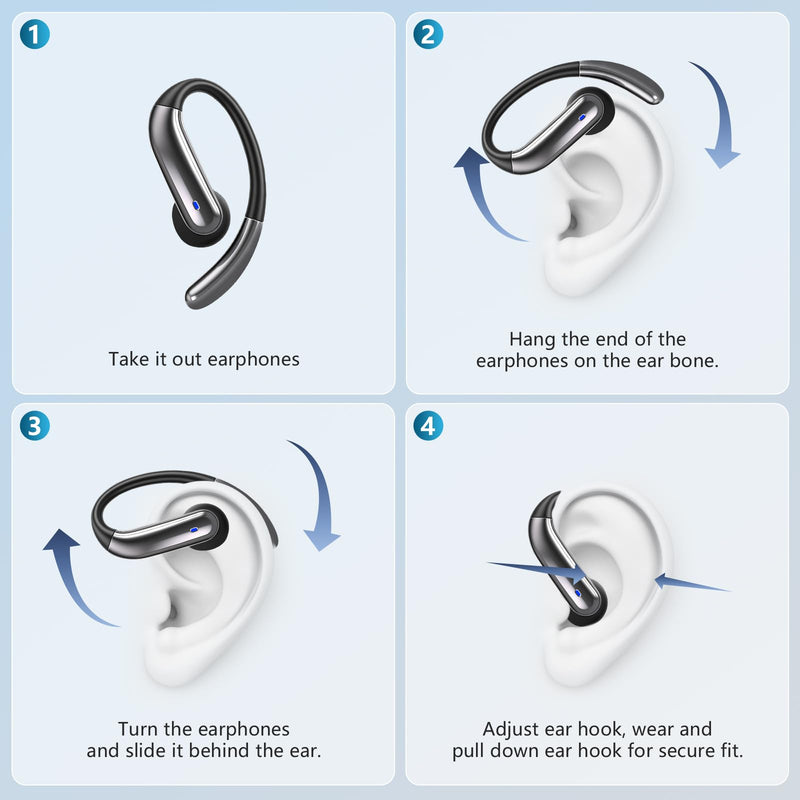 Open Ear Bone Conduction Headphones，Over Ear Earbuds with Ergonomic Earhook,Bluetooth Headphones 5.4 with Smart Digital Display,50H Playtime,IPX7 Waterproof,Design for Running Walking Black Black11