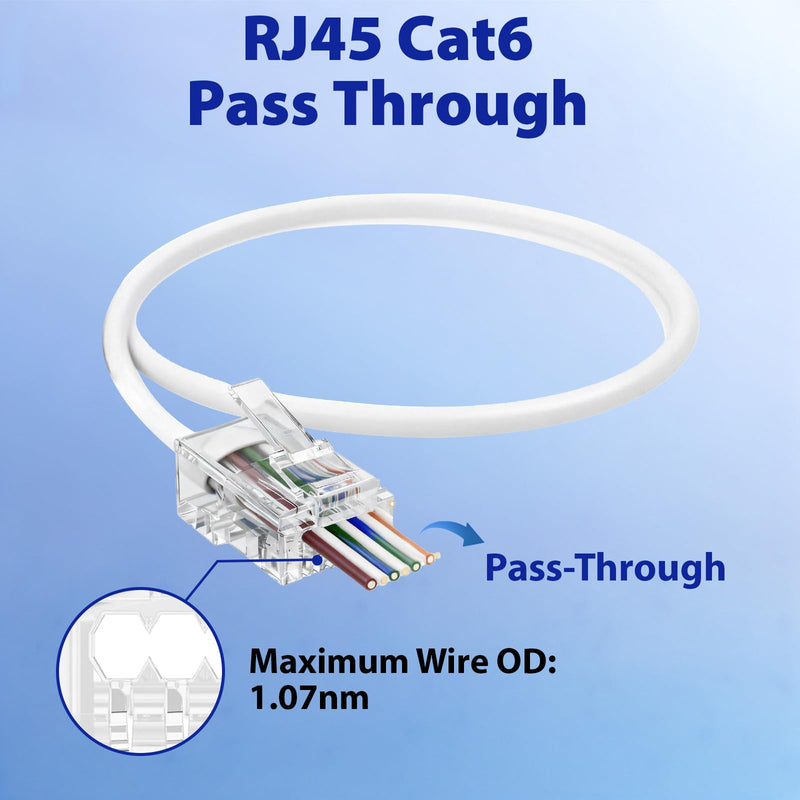 Cyberguys! CAT6 UTP Pass Through RJ45 Connectors – 200-Pack | Gold-Plated 50μ 8P8C Modular Plugs, Supports 24–25AWG Ethernet Cables, 10Gbps High-Speed Network Ends, Easy Install 200 Pack