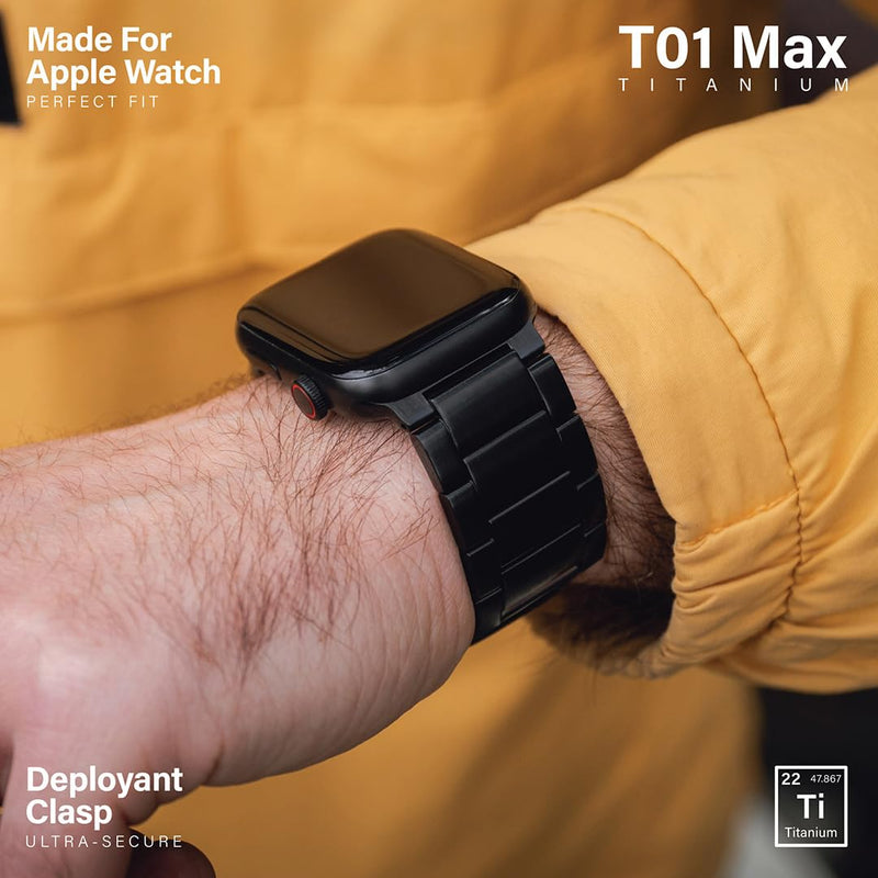 KORDIZ Titanium Watch Band T01 (Max) - Fits Apple Watch series 11 10 9 8 7 6 & SE3 SE2 SE (46mm 45mm 44mm) - Adjustable Titanium Apple Watch Band with Secure Clasp - Premium Color Matching Band with Comfortable grip - Replacement Wristbands for iWatch