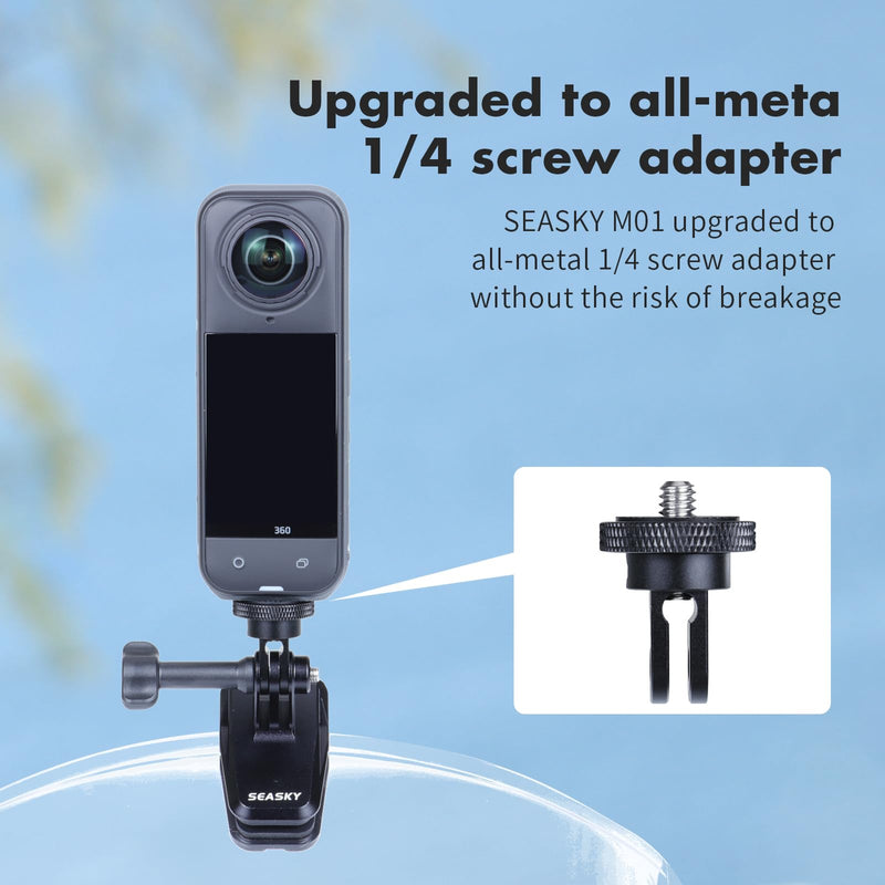 [AUSTRALIA] - SEASKY M01 Motorcycle Motorbike Windscreen Clamp Mount Accessories for Gopro Hero 13 12 11 10 9 8 7 DJI Action 6 5 4 3 for insta360 X5 X4 X3 X2 X RS Sports Action Camera Aluminum Alloy 