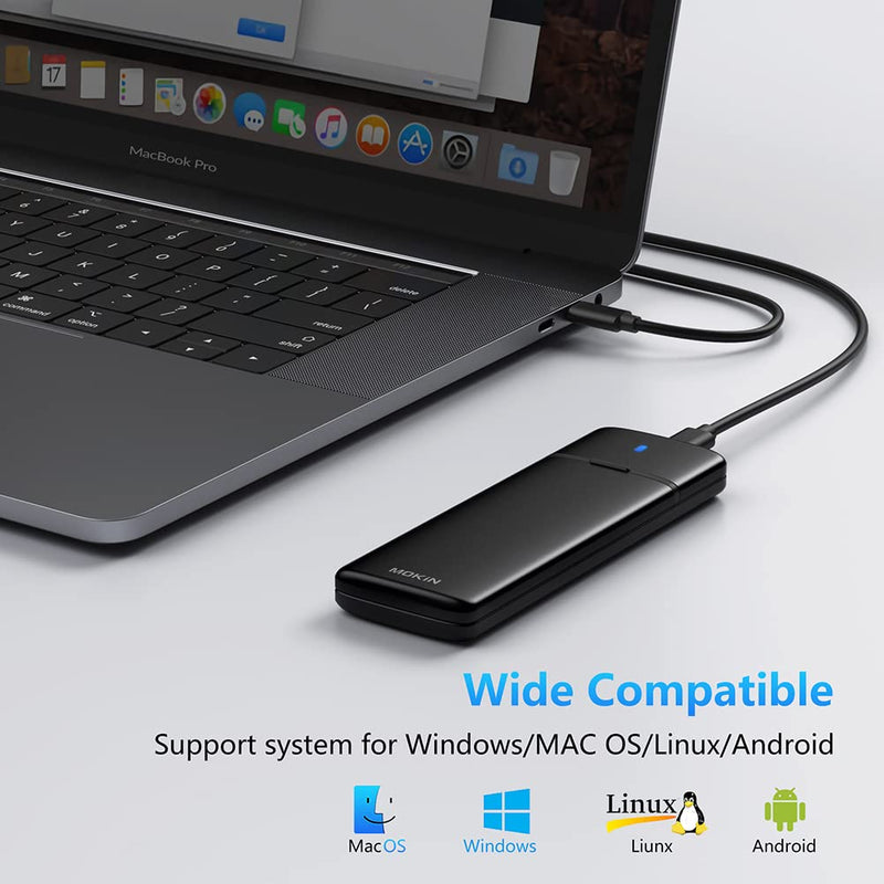 M.2 NVME NGFF SSD Enclosure Adapter Tool-Free, RTL9210B Chips, USB C 3.1 Gen 2 10Gbps NVME, 6Gbps SATA PCIe M-Key(B+M Key), Support UASP Trim for SSD Size 2230/2242/2260/2280