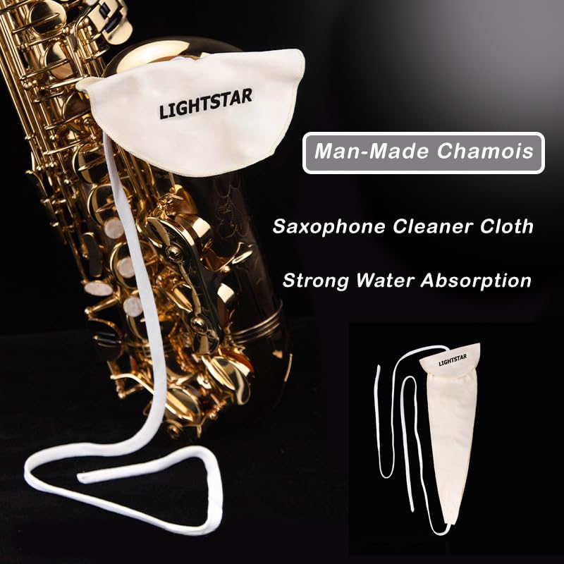 2PCS Saxophone & Clarinet Care Bundle: Alto, Tenor Sax Cleaning Cloth & Kit, man-made chamois