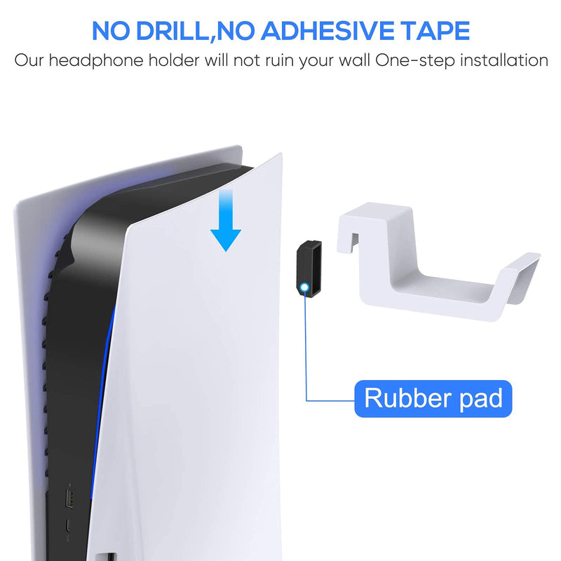 FYOUNG Headset Holder for PS5/for PS5 Slim, Hook Hanger for PS5 Headphone Hanger Holder, Headphone Stand for PS5/ PS5 Slim (White) White