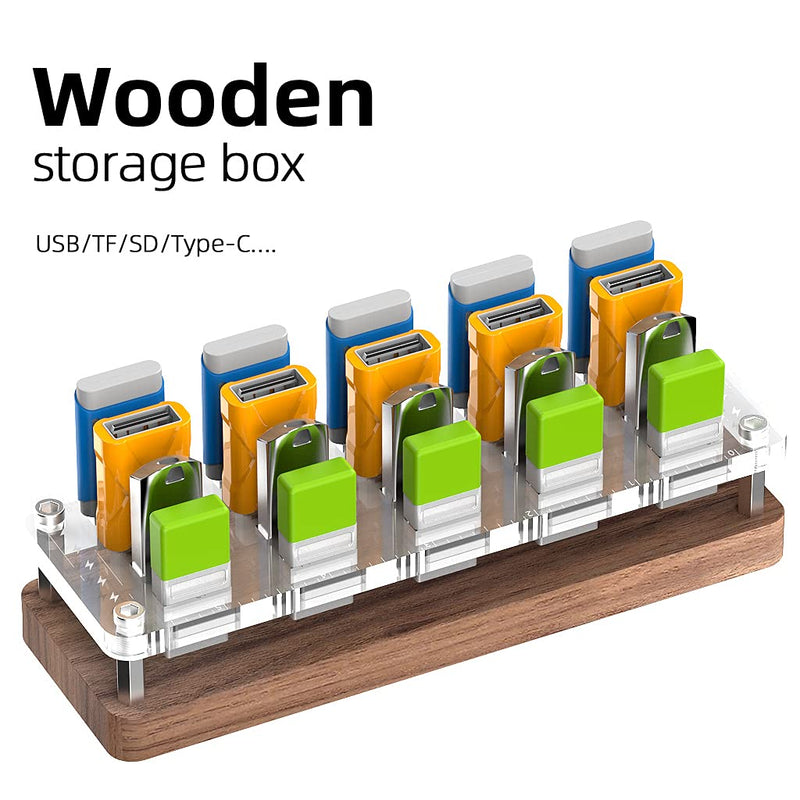 AOJUE Wooden Memory Card Case TF Cards Box and USB Drive / SD Card Holder Desk,Micro SD Card Case,Memory Card Case, Memory Card Carrying Case (20xusb Interface) 20xusb interface