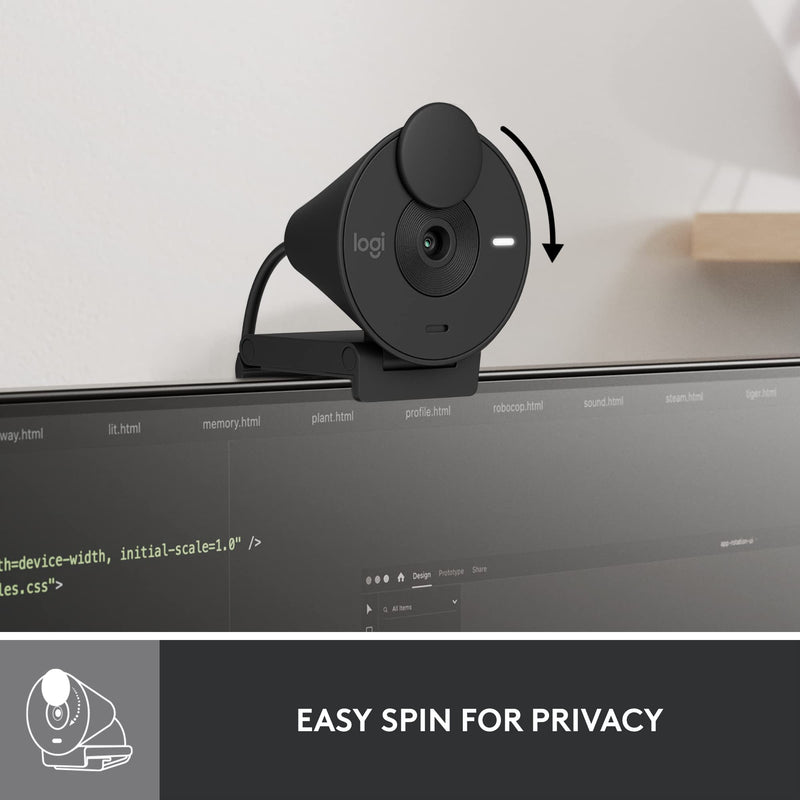 Logitech Brio 301 Full HD 1080p Webcam for Streaming and Meetings - Black | 1080p with auto-light correction, built-in mic, privacy shutter, USB-C, certified for Microsoft Teams, Google Meet, Zoom
