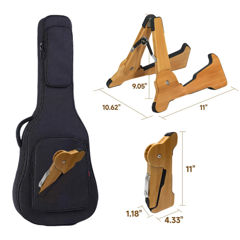 Guitar Stand Floor- Bamboo Acoustic Electric Guitar Stands A-frame Wooden, Foldable Wooden Single Bass Guitar Holder Portable Soporte Para Guitarra Rack for Mandolin Banjo Ukulee Violin (A-Frame) Frame-A