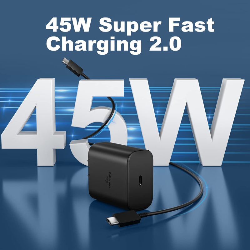 45W Samsung Phone Super Fast Charger USB C Wall Charging Block for Samsung Galaxy S24 Ultra/S24+/S24/S23 S22 S21 Ultra/S23 S22 S21 S20/Note10+, PPS Type C Android Charger with 6.6FT Fast Charging Cord black 6.6 FT