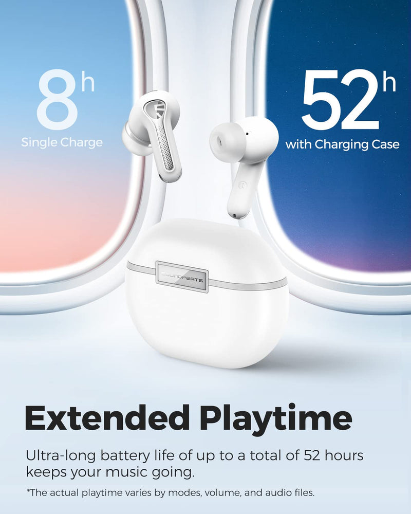 SoundPEATS Hybrid Active Noise Cancelling Earbuds Wireless Bluetooth 5.3 Earphones, Capsule3 Pro Hi Res Wireless Ear Buds with 6 Mics & LDAC, 43dB ANC, Total 52 Hrs, IPX4 Waterproof, App Customize EQ White