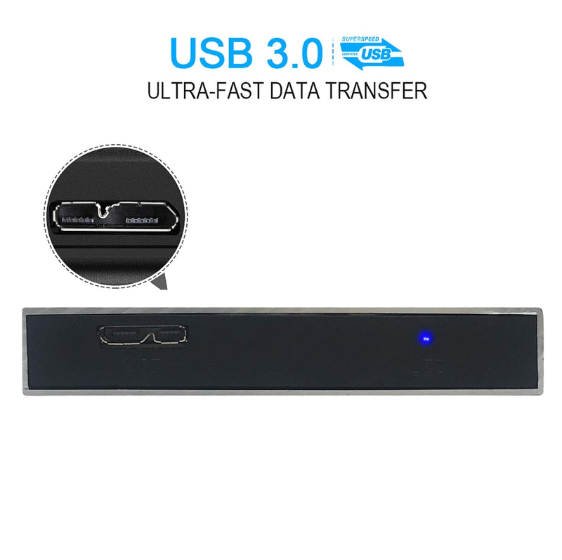 HWAYO 1TB External Hard Drive Portable 2.5'' Ultra Slim HDD Storage USB 3.0 for PC, Laptop, Mac, Chromebook, Xbox One (Silver) Silver
