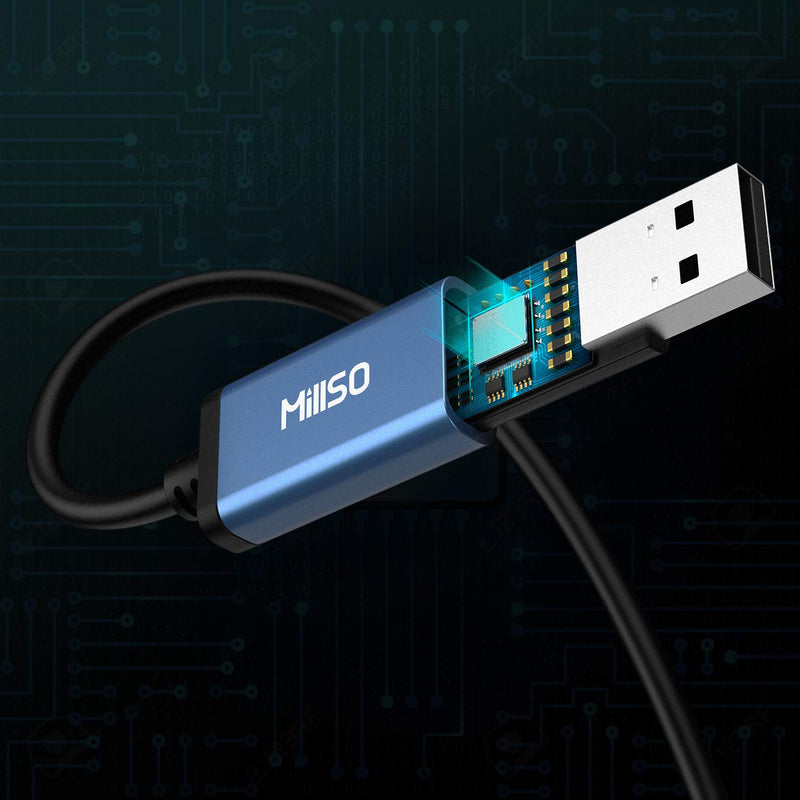 MillSO USB to 3.5mm Audio Jack Adapter TRRS USB to Aux Audio Jack 3 Feet | Sapphire Blue, Metal Shell, Premium External Stereo USB Sound Card for Headphone, Speaker, PS4, PS5, PC, Laptop, Desktop