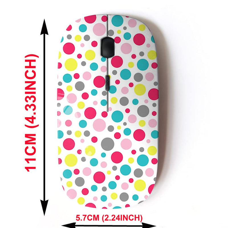 2.4G Wireless Mouse with Cute Pattern Design for All Laptops and Desktops with Nano Receiver - Polka dot