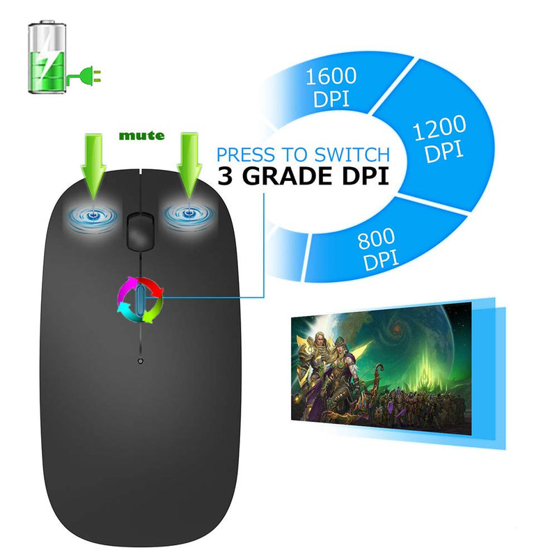 Rechargeable Bluetooth Mouse for MacBook pro/MacBook air/Laptop/iPad/iMac/pc, Wireless Mouse for MacBook pro MacBook Air/iMac/Laptop/Notebook/pc(Bluetooth Mouse/Black) Bluetooth Mouse/Black
